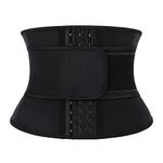 Atbuty Short Torso Waist Trainers Cincher for Women Corset Underbust Latex Sport Girdle Hourglass Body Shaper, Black (9'' Torso, 9 Bones, 1 Belt), XS