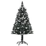 HOMCOM 4FT Artificial Snow-Dipped Christmas Tree Xmas | Home Home Indoor Decoration | Removable Stand w/White Berries Star Topper Branch Green