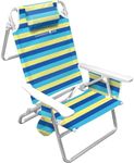 Caribbean Joe Folding Beach Chair, 5 Position Lightweight, Portable Reclining Outdoor Camping Chair with Headrest, Shoulder Strap, and Cup Holder, Bold Stripe