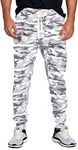 PROGO USA Men's Joggers Sweatpants Basic Fleece Marled Jogger Pant Elastic Waist, Snow Camo, Medium