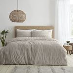 Catherine Lansfield Seersucker Double Duvet Cover Set with Pillowcases Natural