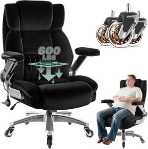 600LBS Fabric Big and Tall Executive Office Chair with 5D Flip Arms and Pocket Spring Cushion, Ergonomic Heavy Duty Desk Chair with Lumbar Support,High Back Cloth Computer Chair,Rubber Wheels