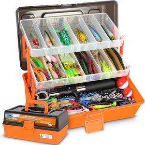 PLUSINNO Large 3 Layers Tackle Box with Tackle Included, 415Pcs Fishing Lures Kit Contains Pliers, Crankbait, Hooks, Weights & Accessories, Comprehensive Bait Lure Gear Gifts for Men Bass Freshwater