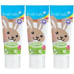 Brush-Baby - Gentle Applemint Baby Toothpaste, 3 x 50ml Tubes - for Ages 0-3 - with Xylitol & Fluoride - Supports Healthy Teeth & Gums - Gentle, Safe if Swallowed - Vegan Formula