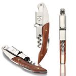 Stainless Steel Corkscrew Bottle Opener with Wood Handle - Durable Wine Opener, Ergonomic Waiter's Friend, Perfect Wine Bottle Opener and Accessories for Wine Enthusiasts