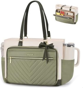 LOVEVOOK 17 Inch Laptop Tote Bag for Women, Work Bag for Teacher with Large Cup Holder, Quilted Nurse Diaper Bag for Travel, Computer Women's handbags for gift
