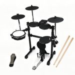 COOLMUSIC DD4 Eight Piece Electronic Drum Kit with Realistic Kick Pedal, Easy Assemble Rack and Drum Module including 50 Kits, USB and Midi connectivity