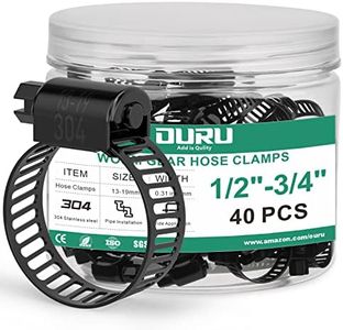 OURU 40PCS 1/2"-3/4" Black Hose Clamp,Adjustable 13-19mm Small Hose Clamps Stainless Steel,Metal Worm Gear Drive Hose Clamps for Automotive,Plumbing,Intercooler,Pipe,Fuel Line Radiator Clamps
