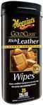 Meguiar's Gold Class Rich Leather Wipes - Best Automotive Care Leather Cleaner - for Use on Leather Upholestry, Auto Interiors and Accessories - Non-Toxic Leather Cleaner Wipes - 25 pack