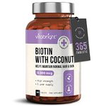 Biotin Hair Growth Vitamins 12000mcg, 365 D-Biotin Tablets with Coconut, Vegan Hair Skin & Nails Vitamins for Women and Men High Strength Fast Hair Vitamins, VitaBright Vitamin B7 Biotin for Hair