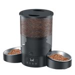 Automatic Cat Feeder for 2 Cats - SURDY 3L Cat Food Dispenser Auto Cat Feeder with 2 Stainless Bowls, 10s Meal Call Dual Power Supply and Timer Setting 12 Portions 6 Meals Per Day for Cat & Dog