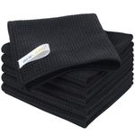 Sinland Microfiber Cleaning Cloth Lintless Streakless Dishcloths Waffle Weave Kitchen Towels Absorbent Hand Towel Quick Drying Household Dust Rags 6 Pack 13inch X 13inch (Black)