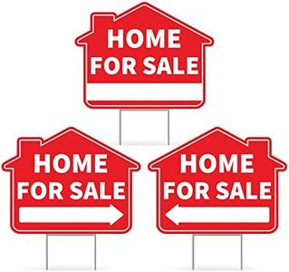 3PC Home For Sale Sign with Stakes, 17 Inches by 13 Inches - Double Sided Signs - Corrugated Plastic - FSBO For Sale By Owner Sign Kit for Home House Real Estate Yard