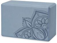 Gaiam Yoga Block - Supportive Latex-Free EVA Foam Soft Non-Slip Surface for Yoga, Pilates, Meditation (Blue Shadow Point)