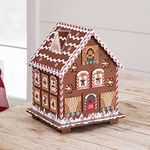 Lights4fun, Inc. Gingerbread House Pre-Lit Battery Operated LED Wooden Advent Calendar with Drawers