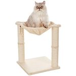 Amazon Basics Cat Tree with Hammock and Scratching Posts | For Indoor Cats & Kittens | Cat Tower | Cozy Bed-time Basket | 48.5 x 48.5 x 43 cm | Beige