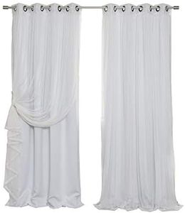 Best Home Fashion Mix & Match Tulle Pizzo e Tenda Oscurante 4 Piece Set – Stainless Steel Nickel Grommet Top – Vapor – 132,1 cm l x 243,8 cm l – Pannelli (Set da 4)