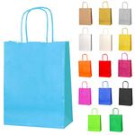 Thepaperbagstore 10 Small Light Blue Paper Party Bags With Handles - Colourful Paper Gift Bags for Kids and Adults Parties, Birthdays, Weddings, Baby Showers, Hen Parties and Sweets 18x22x8cm