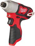 Milwaukee 2462-20 M12 1/4 Inch Hex Shank 12 Volt Lithium Ion Cordless 2,500 RPM 1,000 Inch Pounds Impact Driver w/ LED Light and Fuel Gauge (Battery Not Included, Power Tool Only)