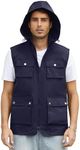 Men's Fishing Vest Utility Safari Travel Vest with Multi Pockets Outdoor Work Photo Cargo Fly Summer Vest, Navy Blue, XX-Large