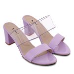 SKOLL Women's Pair of Comfortable Leather Slip On Fashion Block Heels Transparent for Casual, Party and Formal Occasions Purple