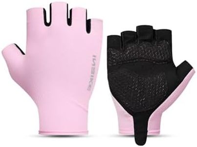 INBIKE Women's Cycling Gloves, Shock-Absorbing Fingerless Road Biking Gloves, Anti-Slip Pink XX-Large