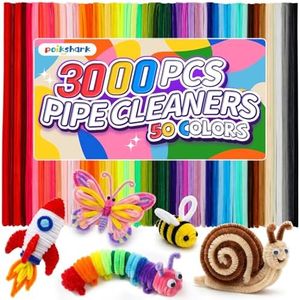 POIKSHARK 3000 PCS 50 Colors Quality Pipe Cleaners Bulk, Thick Pipe Cleaners Craft for DIY Craft Projects, Multicolored Limpia Pipas for Art Supplies & Materials, Rainbow Chenille Stems(12inch*6mm)