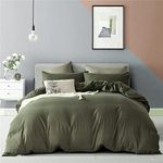 Ruccit Army Green Duvet Cover Set Double 100% Brushed Microfiber Double Bed Duvet Cover Dark Green 3pcs Modern Simple Bedding Set with Zipper Closure Corner Ties-Soft,Durable,Fade resistant