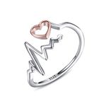 Sterling Silver Heartbeat Ring for Nurse: 925 Cardiac Rings Jewelry Gifts for Nurses Week Graduation Doctor Medical Assistants Students Paramedics