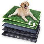 Dog Grass Pee Pad for Balcony, 2 Pack Grass Pee Pads with Tray for Large Dogs Potty Training, Artificial Grass Pads for Outdoor/Indoor with Anti-gnaw Edges-Reusable and Easy to Clean (20 × 30 inch)