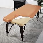 ARTABLE Massage Table Protection Cover Universal Fabric Fitted PU Vinyl Leather Bed Sheet Tables 28-32" Wide Fits Round&Square Corner Tables 1 Count (Light Brown, 30 x 70 Inch)