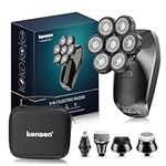 Head Shavers for Men, kensen 5 in 1 Bald Head Shaver, Head Electric Razor with Nose Hair Sideburns Trimmer, Waterproof Wet/Dry Mens Grooming Kit, LED Display, USB Rechargeable, Gifts Travel Case