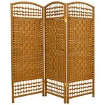 Oriental Furniture 4-Feet Tall Fiber Weave Room Divider, Light Beige 3 Panel