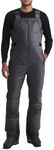 Men's Shell Snow Bibs Waterproof Windproof Front Zip Lightweight Ski Overalls Breathable Adjustable Waist Snow Pants Dark Gray