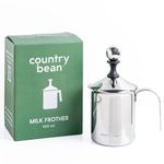 Country Bean Stainless Steel Milk Frother, for Hot and Cold Coffee, Coffee Foam Maker, Double Froth Pump (400Ml)