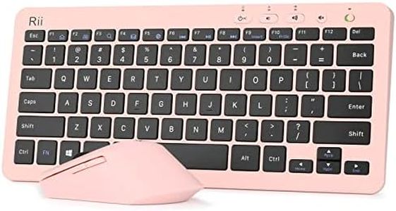 Rii RKM709 2.4 Gigahertz Ultra-Slim Wireless Keyboard and Mouse Combo, Multimedia Office Keyboard for PC, Laptop and Desktop,Business Office(Pink)