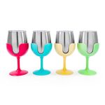 Camco 53068 "Life is Better at the Campsite" Wine Tumblers - Assorted, Pack of 4