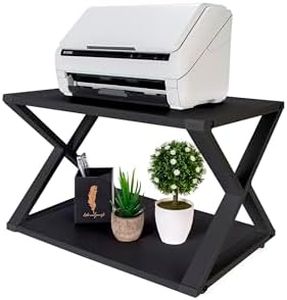 CALASK Desktop Printer Stand with Storage 2-Tier Wood Under Desk Printer Table, Multi-Purpose Printer Shelf for Home Office Organizer Storing Heavy Duty Fax Machine, Scanner, Black