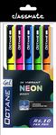 Classmate Octane Neon- Blue Gel Pens (Pack of 5)|Smooth Writing Pens|Water-Proof Ink for Smudge-Free writing|Attractive Neon Body Colours|Preferred by Students for Exam & Class Notes