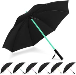 BESTKEE Lightsaber Umbrella LED Light up Golf Umbrellas with 7 Color Changing On The Shaft/Built in Torch at Bottom (White)