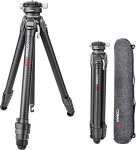 COMAN Zero Y Kamera Stativ Carbon Tripod Fiber mit 360° Panoramakugelkopf und Arca Swiss Videostativ für alle DSRL-Kameras, leichtes Tripod mit 15.3–156.7cm Höhe, Mittelsäule Belastbar bis 18kg