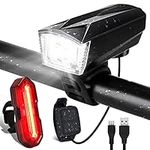 Gobikey LED Bike Lights Set USB Rechargeable Bicycle Lights 6 Modes Cycle Lights Waterproof Bike Lights Front and Back Cycling Lights Mountain Bike Light MTB Light E-Bike Accessories with Buzzer