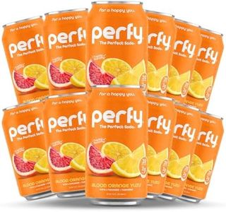 PERFY Healthy Soda for Brain & Mood – Nootropics w/L-Theanine & Turmeric + Real Fruit Juice – Caffeine-Free, Low Cal, Low Sugar, Keto, Gluten-Free (12-pack, Blood Orange Yuzu)