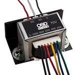 OSD Black 100W Indoor 70V Commercial Matching Transformer (6inch Cable Leads, 100W-20W Taps, Corded Electric)