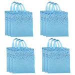 Kuber Industries (Pack of 12) Shopping Handbag | Foldable Shopping Bag | Reusable Grocery Bags | Vegetable Bag | Carry Bags with Handle | Gifting Bag | Large | Top Leaf Print | Sky Blue