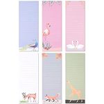 6-Pack Magnetic Notepads for Refrigerator with 6 Animal Designs, Grocery Shopping List, Notes, Lined to-Do Memos for Locker, Filing Cabinet, Appointment Reminders, Meal Plans (6 Colors, 3.5x9 in)