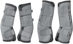 Gallopoff Fly Boots for Horses Set of 4, Breathable Comfy Mesh Horse Leggings Reduce Stomping, Hoof Stress, and Leg Fatigue Grey Full