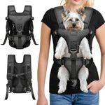 YUDODO Pet Dog Front Carrier Backpacks Multiple Adjustable Small Dog Chest Carrier Legs Out Easy-Fit Dog Travel Backpack Carrier for Hiking Camping for Small Medium Dogs Cats and Rabbit (Small,Black)