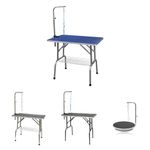 Go Pet Club Heavy Duty Stainless Steel Pet Dog Grooming Table with Arm, 36-Inch