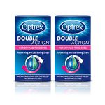 Optrex Double Action Eye Drops for Dry and Tired Eyes, Rehydrating and Lubricating Eye Relief Drops, 10ml (Pack of 2)